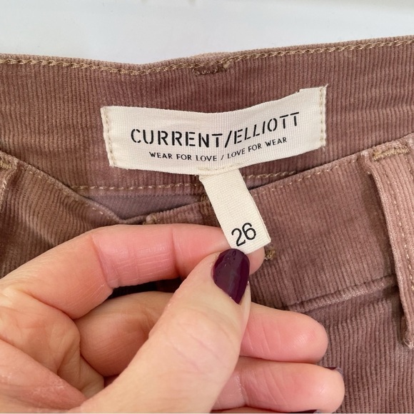 Current/Elliott Women's The Side Street High Rise Flare Pants in Blush Corduroy - Picture 7 of 10